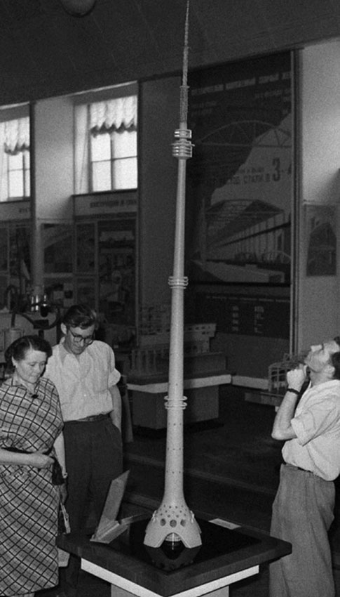 Модель Останкинской телебашни, 1960 год.