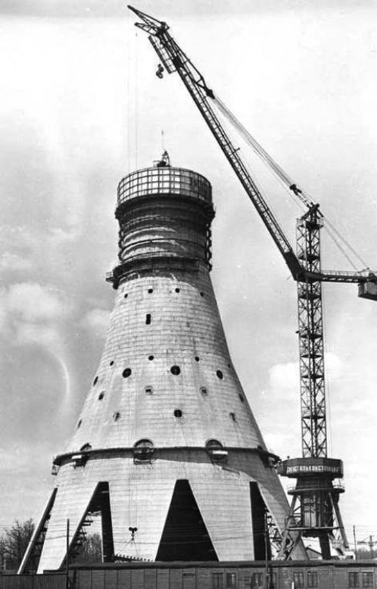Строительство Останкинской телебашни, Москва, 1961 год.