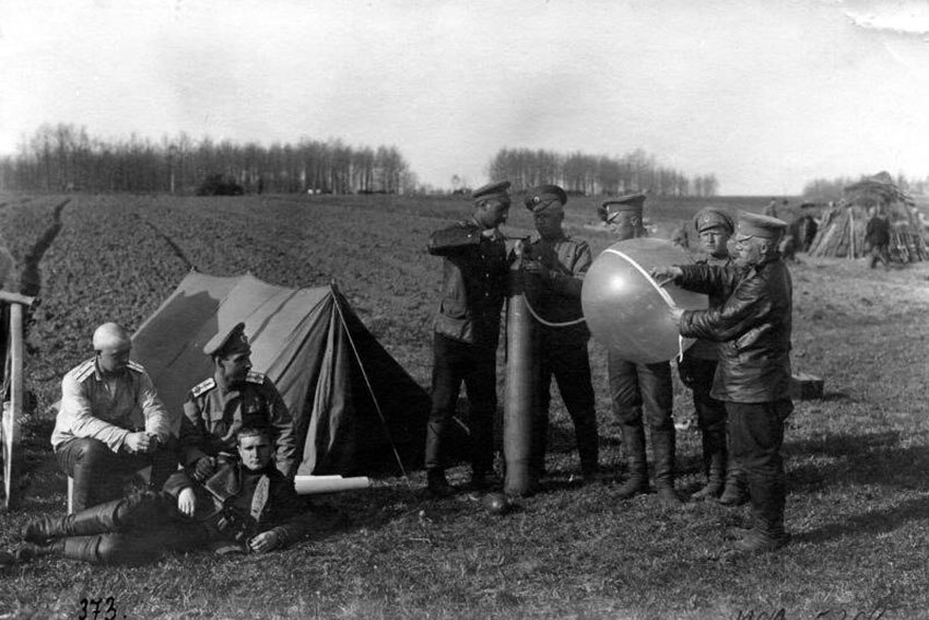 Запуск шара-пилота. Неизвестный автор, 1914 год, Запуск шара-пилота. Неизвестный автор, 1914 год,