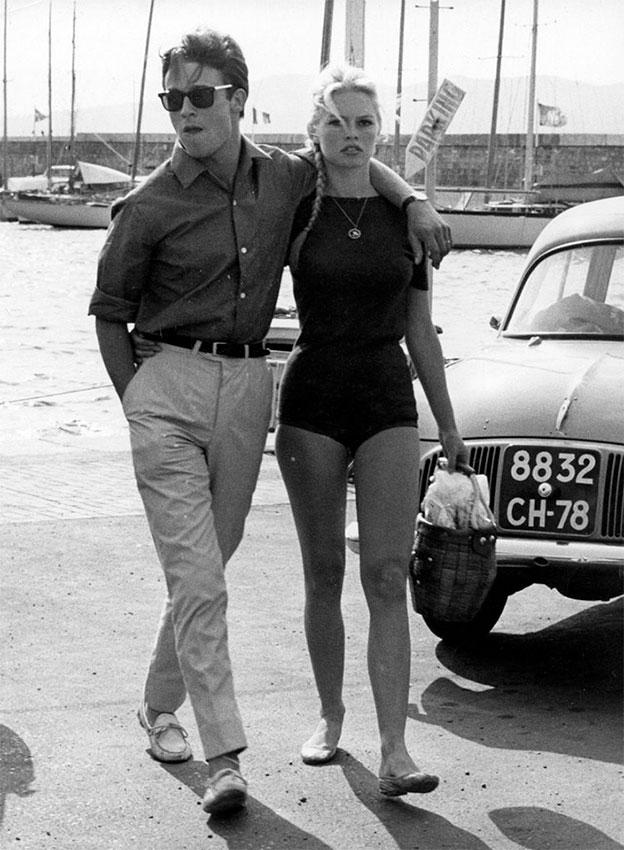 Ален Делон и Брижит Бардо выглядят круто, 1968 год.