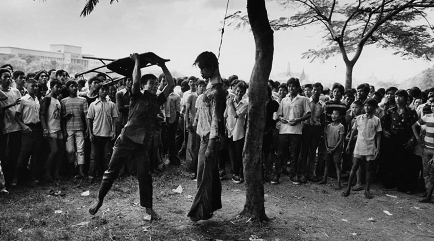 Беспорядки и жестокость на улицах Бангкока, Таиланд, 1976...