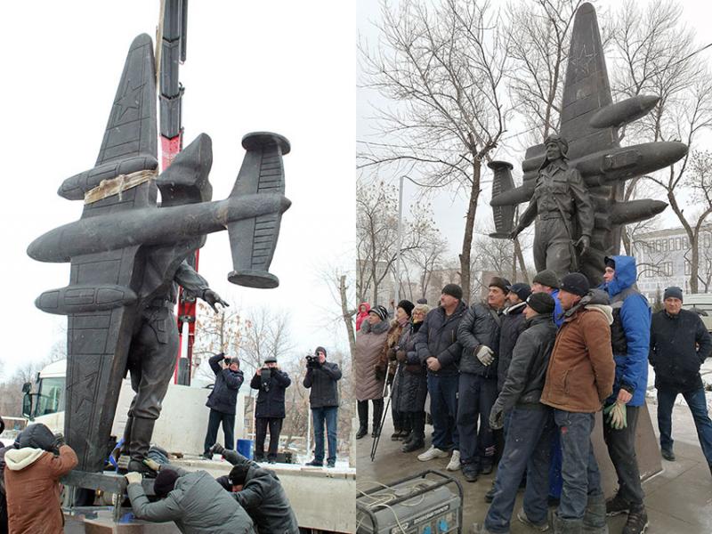 Установка  28 января 2020 года нового памятника лётчице Герою...