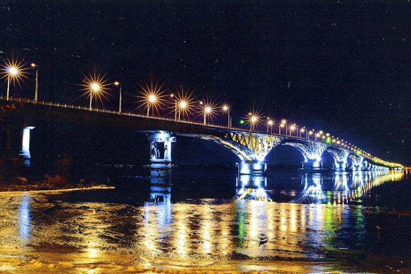 Ночной мост Саратов Энгельс 2014 год.